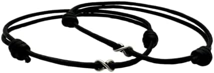 Matching Couple Infinity Bracelets - Vows of Eternal Love, Leather Bracelet, His and Hers San Valentines Gift, Men Women Love Gifts, Best Friend Accessories, Pulseras Para Parejas (Silver)