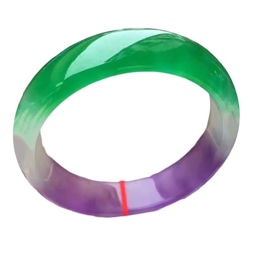 Bracelet en jade véritable de style jadéite vert et violet de 62 mm