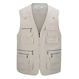 Hwalleum Men’s Multifunctional Outdoor Casual Gilet, Mens Summer Lightweight Vest Waistcoat Safari Multi Pocket Working Fishing Hunting Hiking Gilets Jacket Breathable Quick Dry Photography Top