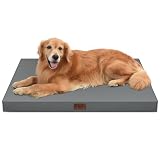 Tail Stories Outdoor Extra Large Dog Bed, Waterproof Dog Bed for Large Dogs, Egg Crate Foam XL Pet Bed with Removable Washable Oxford Cooling Cover, Grey