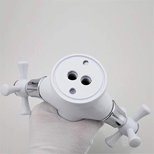 Robinet de lavabo blanc double commande pour eau chaude et froide
