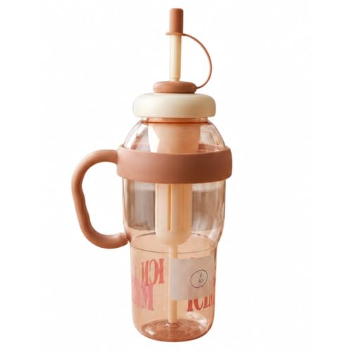 Image of 750ml Fruit Infuser Detox Water Bottle Large Capacity Leakproof BPA Free Plastic Water Bottle with Fruit Infuser Basket Flip Top Lid Carry Strap for Gym Office School Travel Outdoor Sports (Cream)