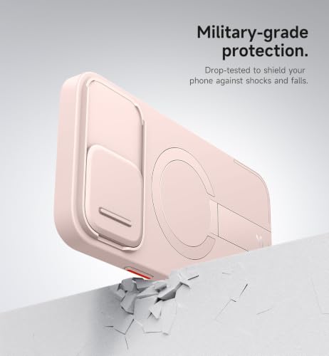 Image of SURITCH for iPhone 13 Pro Max /12 Pro Max Case with Magnetic Camera Slide Cover and Adjustable Kickstand, Compatible with MagSafe, Shockproof Bumper Case Slim Protective Cover 6.7 Inch, Pink