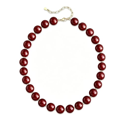 Image of GINAZL Natural Stone Beaded Choker Necklace for Women, Chunky Multicolor Gemstone Handmade Necklace, Boho 12MM Bead Summer Beach Jewelry Gifts for Women
