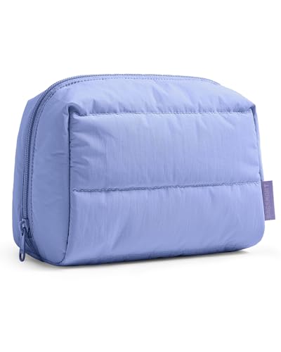 Image of BAGSMART Small Makeup Bag, Puffy Wide-open Zipper Cosmetic Pouch, Lavender