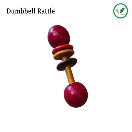 Image of Wooden Multicolor Thottil Kambu with 5m Rope and Rattles Combo (Wooden Dumbbell Rattle, TIK-TIK Rattle,Damru Rattle,Egg Shaker)
