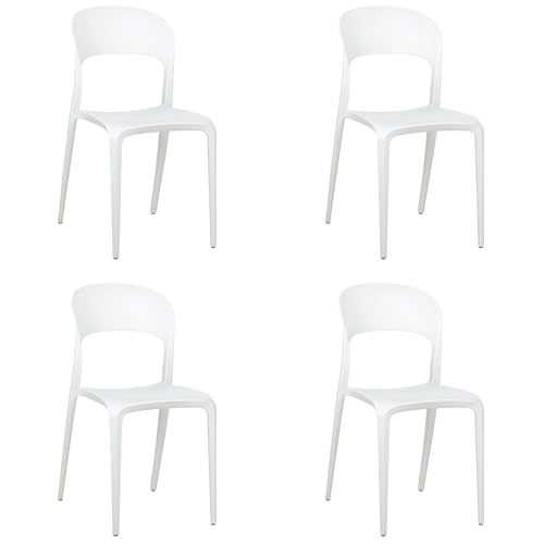 Totò Piccinni Sedia Omega in Polipropilene Moderne Design Impilabile,(L) 43x(P) 50x(A) 84 cm (4, New Bianco)