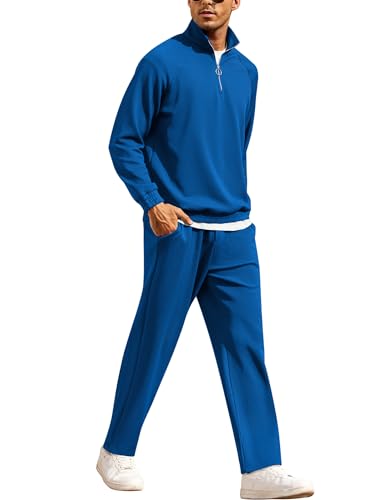 COOFANDY Men's Tracksuit 2 Piece Relaxed Fit Quarter zip