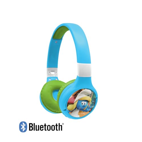 Image of LEXiBOOK, Smurfs Bluetooth Headphones, HPBT010SF | 2-in-1 Bluetooth & Wired, Microphone, Rechargeable battery, Blue /Green