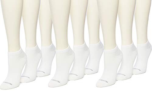 No Nonsense womens Soft and Breathable No Show Liner With Arch Clinch Support, 9 Pair Pack Socks, White, One Size US