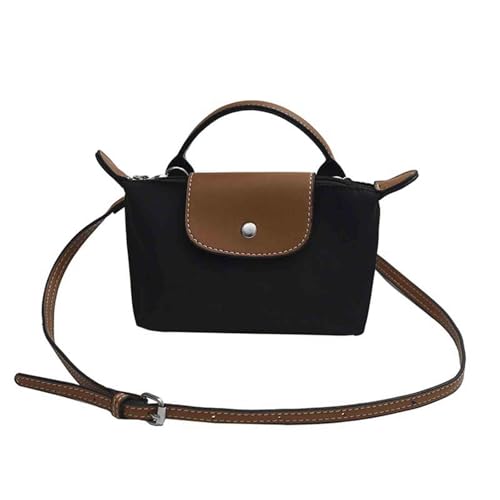 SANLEG Women's Black Mini Crossbody Handbag, Square Saddle Shape, 2.3
