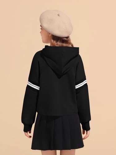 Sweat à capuche rayé filles Haloumoning manches longues de 5 à 14 ans