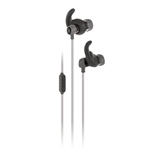 JBL Reflect Mini Leichter In-Ear Sport-Kopfhörer Ohrhörer Schweißbeständig mit Hochreflektierendem Kabel, 1-Tasten-Fernbedienung/Mikrofon - Schwarz