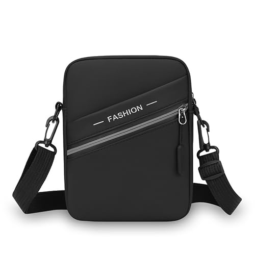 Image of POPCUBE PU Leather Small Crossbody Sling Bag for Men & Women | Travel Passport Pouch with 4 Zipper Compartments, Open Receipt Pocket & Adjustable Detachable Strap | 18cm x 6cm x 19cm