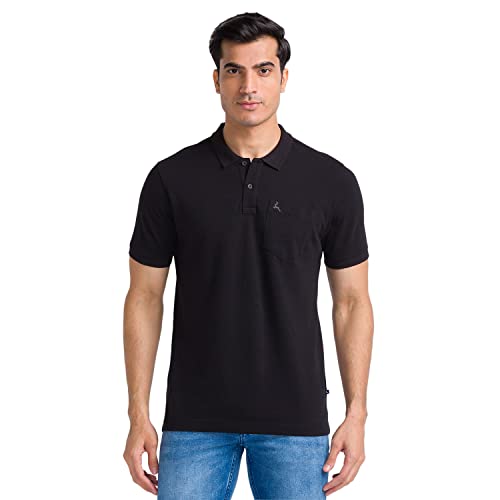 Image of Parx Men's Pure Cotton Solid Pattern Regular Fit Rib Collar Polo Neck Half Sleeve Casual T-Shirt