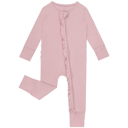 3 PACK Baby Rompers Long Sleeve Two Way Zipper Footless Pajamas With Flower On Waist Bodysuit2