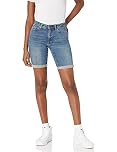 Amazon Essentials Women's Slim-Fit 9" (22.9 cm) Denim Bermuda Shorts, Medium Wash, 14