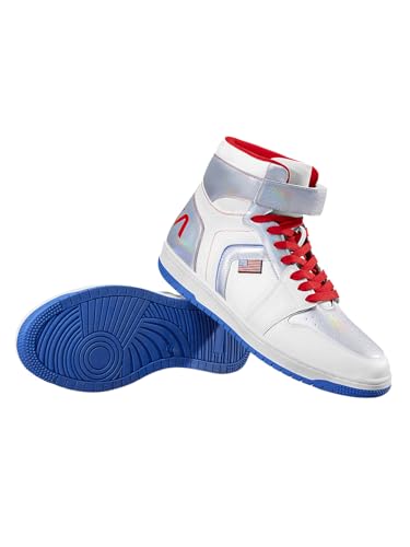 Image of Bewakoof Official NASA Merchandise Men's White & Silver Color Block High-top Sneakers