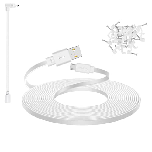 Smays 25 ft Micro USB Extension Cable for Wyze Cam v4, Pan v3, Nest, White