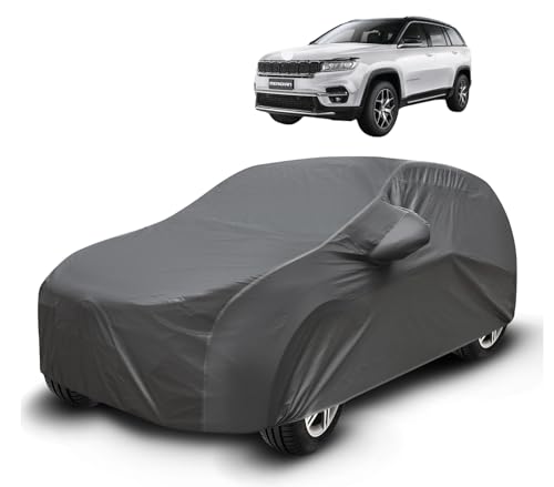 Image of Auto Hub Waterproof Car Cover Compatible with Jeep Meridian with Mirror Pockets, Soft Cotton Lining, Meridian Car Cover Waterproof, Grey