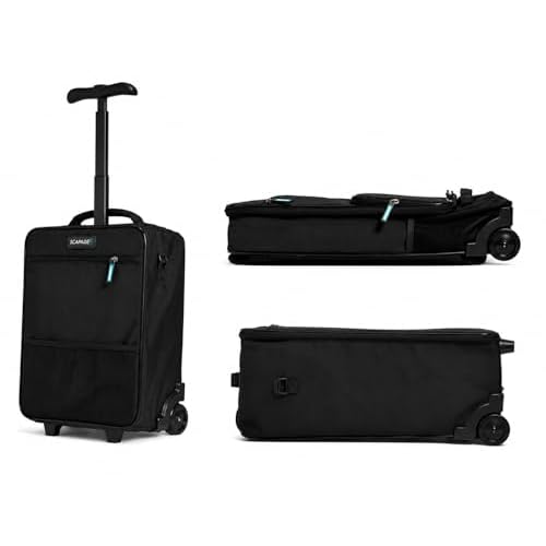 SCAPADE AirMini Underseat Kabinengepäck 40x30x20 cm – Ultraleichter Faltbarer Trolley, Ryanair kostenloses Handgepäck, kompakter Koffer mit Rollen, Frontfach, wasserabweisend