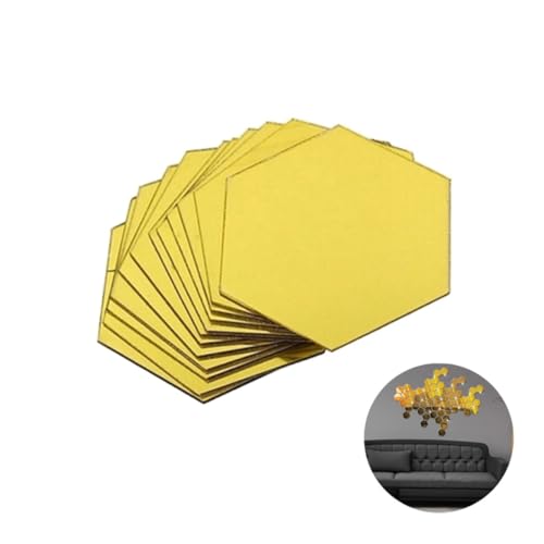 PRETYZOOM 12piezas Espejos Acrílicos Hexagonales para Pared Espejo Dorado Decorativo Autoadhesivo Sala De Moderno Fácil De Instalar