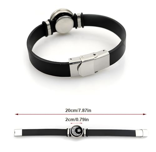 Image of 2pcs Sun And Moon Bracelet, Couple Bracelet Long Distance, Sun and Moon Bracelet for Romantic Partners,Without Vibration and Lighting Function Couple Bracelet Long Distance, Best Friend , Black