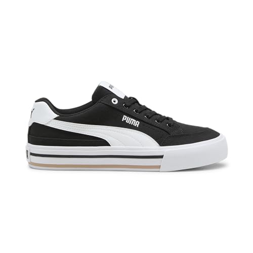 PUMA Mens Court Classic Vulc Sneaker, Mens Black Mens White, 10