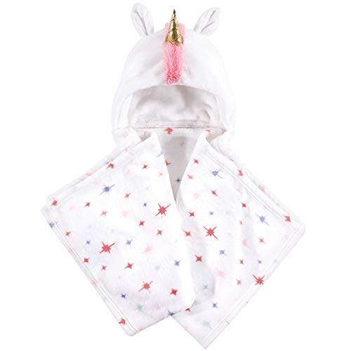 Image of Hudson Baby Unisex Baby and Toddler Hooded Animal Face Plush Blanket, Starburst Unicorn, One Size