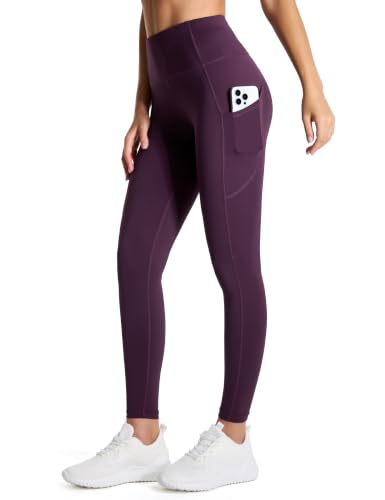 Image of THE GYM PEOPLE Thick High Waist Yoga Pants with Pockets, Tummy Control Workout Running Yoga Leggings for Women