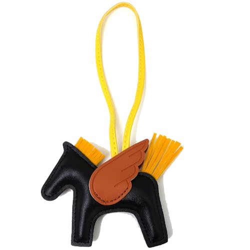 JINZHOUFZ Angel Pegasus bag hanging ornaments, cute Internet red pony pendant car keychain bag hanging ornaments ladies charm (Black)