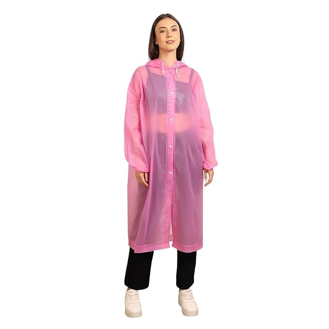 EVA Waterproof Raincoat for Men & Women with Hood Reusable Lightweight Rain Poncho Full Sleeves Rain Coat with Button Closure Outdoor Rainwear for Camping Hiking & Travelling-image-35
