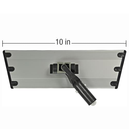 Image of CleanAide Flat Mop Plate Frame for 10 inch Microfiber Pads, Commercial-Grade Aluminum with 360 Swivel, Hook and Loop Fastening, Lightweight and Durable, Gray, 10 inch Frame, 10 Inches