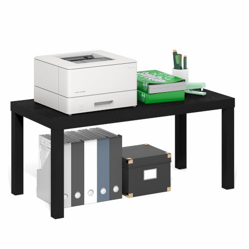 Image of Furinno CLASSIC Coffee Table, Modern Rectangle Printer Stand, Black | 1.8 inch Triple Thick Tabletop, Toolless Assembly, Side Table, for Living Room, Home Office