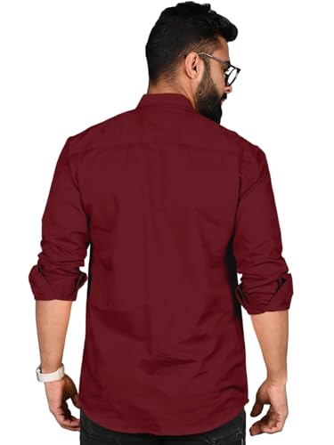 Image of ROYALSCOUT Men Cotton Blend Short Kurta with Mandarin Collar and Button Placket | Full Sleeve Regular Fit Ethnic Wear for Casual and Festive Use