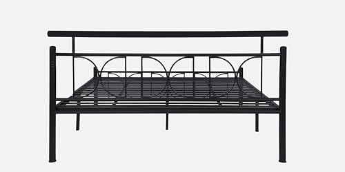 Image of Mexo Metal King Size Bed Without Storage | Wrought Iron Double Bed with Headboard & Footboard | Sturdy Powder Coated Platform Bed King Size Cot for BedroomLivingRoom Black (75x72)