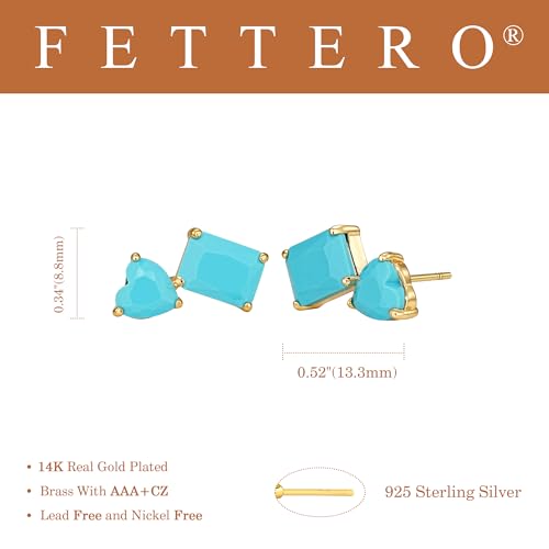 FETTERO Stud Earrings for Women - 14K Gold Plated CZ Hypoallergenic Earrings Studs Dainty Black CZ Leaf Gold Earrings for Women Trendy Statement Jewelry