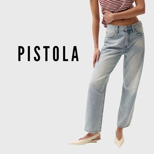 Image of PISTOLA - Lexi Mid Rise, Signature Bowed Straight Jeans - Light Denim Jeans