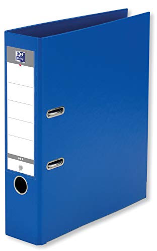 OXFORD Classeur à Levier Smart Pro+ A4XL Dos 80mm 2 Anneaux Couverture Polypro Rembordée Bleu Foncé