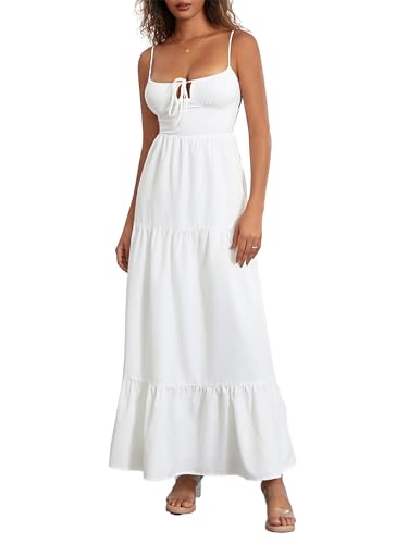 Image of Womens Y2k Long Dress Spaghetti Strap Low Cut Dress Casual Backless Flowy Maxi Dress Clubwear