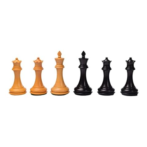 BCBESTCHESS Wooden Chess Pieces, King Height - 4 Inches, Ebonised and Box Wood Cover