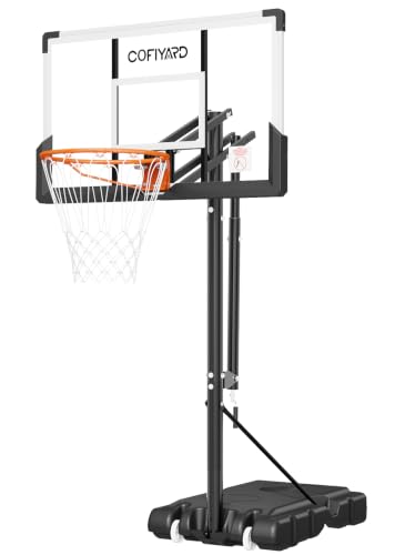 Image of Cofiyard Basketball Hoop Outdoor with 44&48&54 Inch Shatterproof Backboard,10FT Height Portable Basketball Hoop with Sandbag, Adjustable Basketball Goal with Wheels