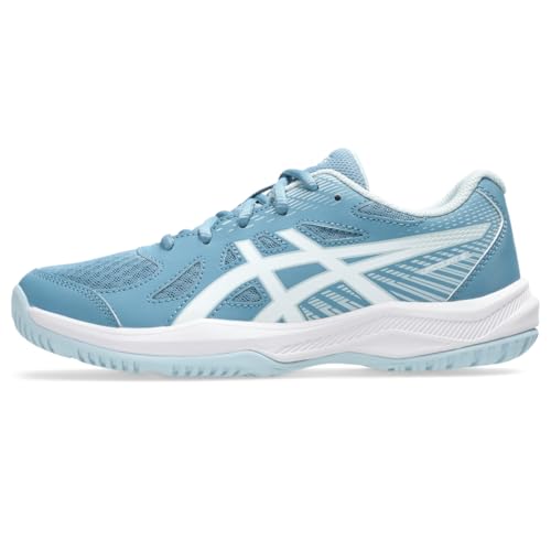 ASICS Kid's Upcourt 6 Grade School Volleyball Shoes, 3, SABA Blue/White