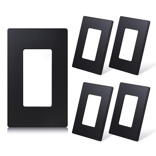 ELEGRP Matte Black 1-Gang Screwless Decorative Wall Plates, Standard Size Unbreakable Thermoplastic...