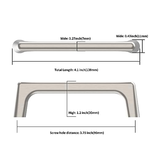 Image of Asidrama 10 Pack 3.75 Inch(96mm) Brushed Satin Nickel Cabinet Pulls Cabinet Handles Cupboard Handles Kitchen Cabinet Hardware for Cupboard Drawer Pulls
