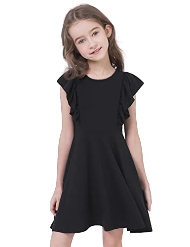 QPANCY Girls Ruffle-Trim Dresses Sleeveless Summer Midi Dress for Kids 3-13 Years