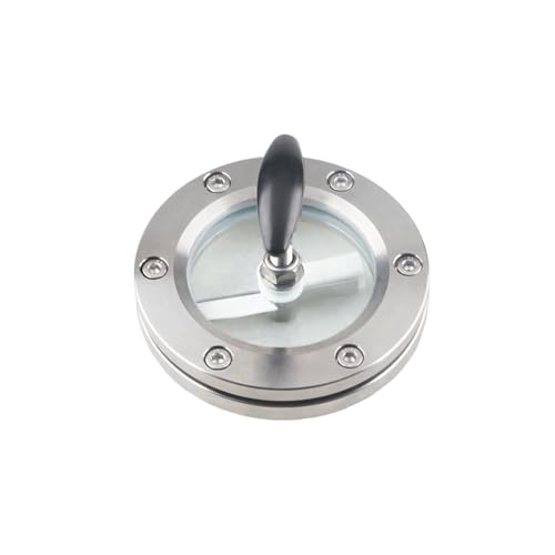 KACOME Stainless Steel Double Wiper Sight Glass with Double Wiper with Wiper Flange to clamp Glass Observation Mirror can Mirror Hole(304 Material DN150 Flange O D 210)