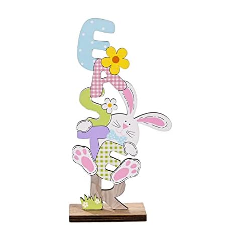 Mosichi Easter Decor,Lovely Rabbit Pattern Table Sign Decor Easter Style Cute Wood Table Stake Decor for Home Table Stake Decor for Gifts,Party Home Decoration Cover