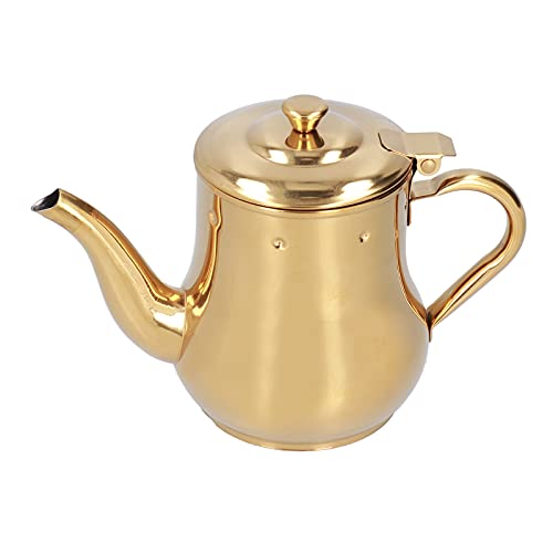 Stainless Steel Teapot with Removable Infuser 500ml/17.6oz - Double Wall Insulated Stovetop Safe Kettle for Loose Leaf Tea & Coffee, Easy Pour Design (Gold)