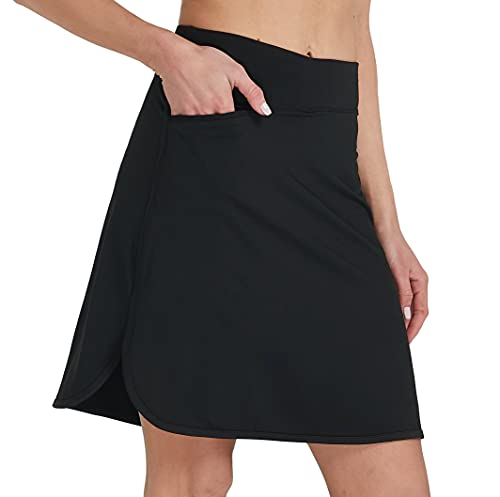 Cityoung Women s 20  Knee Length Casual Skorts Athletic Golf Workout Sport Modest Skirt with Pocket UV Protection bk m Black